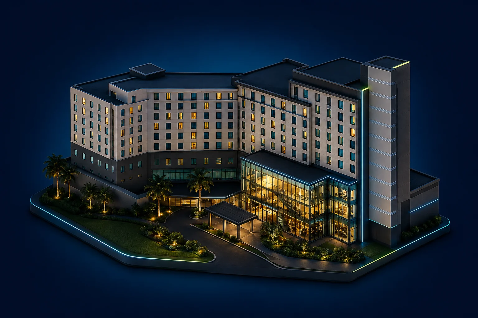 Ilustración del Hotel Marriott Panamá Albrook Mall, sede de la Feria Científica